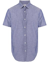 Chemise à manches courtes en lin bleu clair Kent & Curwen