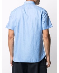 Chemise à manches courtes en lin bleu clair Tommy Hilfiger