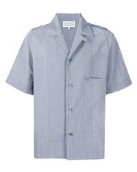 Chemise à manches courtes en lin bleu clair Maison Margiela