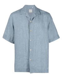 Chemise à manches courtes en lin bleu clair Paul Smith