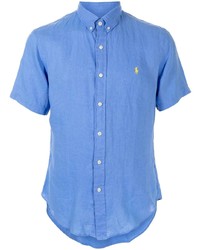 Chemise à manches courtes en lin bleu clair Polo Ralph Lauren