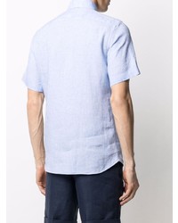 Chemise à manches courtes en lin bleu clair Ermenegildo Zegna