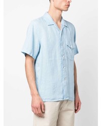 Chemise à manches courtes en lin bleu clair PS Paul Smith