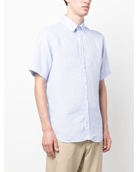 Chemise à manches courtes en lin bleu clair Canali