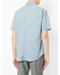 Chemise à manches courtes en lin bleu clair Cerruti 1881