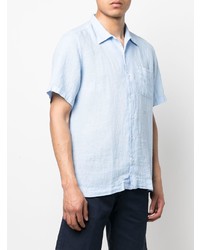 Chemise à manches courtes en lin bleu clair Massimo Alba