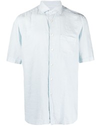 Chemise à manches courtes en lin bleu clair Xacus