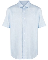 Chemise à manches courtes en lin bleu clair Zegna