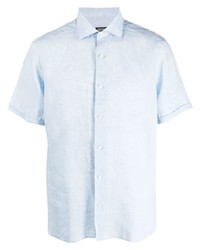 Chemise à manches courtes en lin bleu clair Zegna