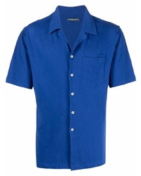 Chemise à manches courtes en lin bleu marine Frescobol Carioca