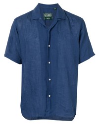 Chemise à manches courtes en lin bleu marine Gitman Vintage