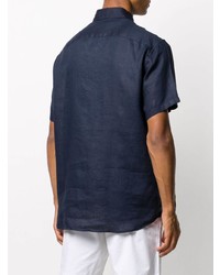 Chemise à manches courtes en lin bleu marine Michael Kors