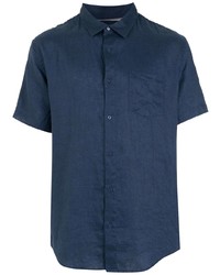Chemise à manches courtes en lin bleu marine OSKLEN