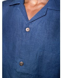 Chemise à manches courtes en lin bleu marine SMR Days