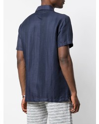 Chemise à manches courtes en lin bleu marine Onia