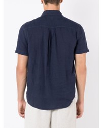 Chemise à manches courtes en lin bleu marine OSKLEN