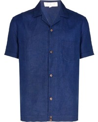 Chemise à manches courtes en lin bleu marine SMR Days