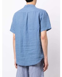 Chemise à manches courtes en lin bleue LOVE BRAND & Co.