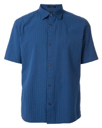 Chemise à manches courtes en lin bleue D'urban