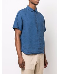 Chemise à manches courtes en lin bleue Barena