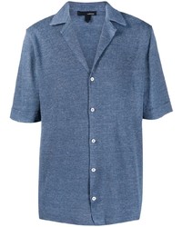 Chemise à manches courtes en lin bleue Lardini