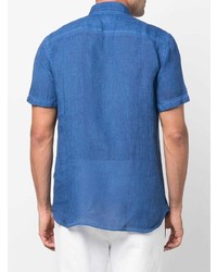 Chemise à manches courtes en lin bleue 120% Lino
