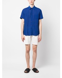 Chemise à manches courtes en lin bleue 120% Lino