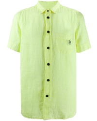 Chemise à manches courtes en lin chartreuse
