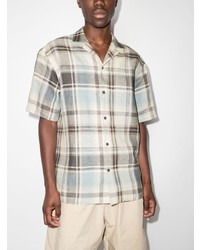 Chemise à manches courtes en lin écossaise beige Zegna