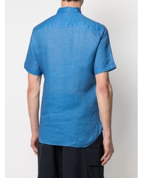 Chemise à manches courtes en lin géométrique bleue PENINSULA SWIMWEA