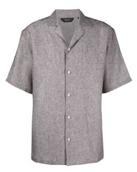 Chemise à manches courtes en lin grise Zegna