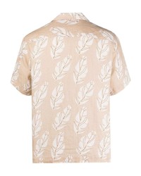 Chemise à manches courtes en lin imprimée beige Frescobol Carioca