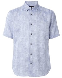 Chemise à manches courtes en lin imprimée bleu clair D'urban