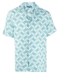 Chemise à manches courtes en lin imprimée bleu clair Frescobol Carioca