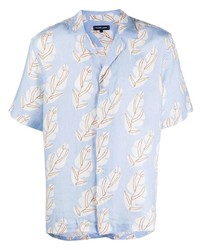 Chemise à manches courtes en lin imprimée bleu clair Frescobol Carioca