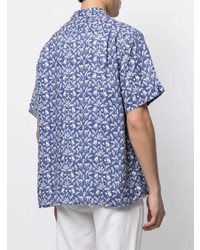 Chemise à manches courtes en lin imprimée bleue Polo Ralph Lauren