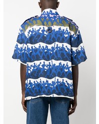 Chemise à manches courtes en lin imprimée bleue Charles Jeffrey Loverboy