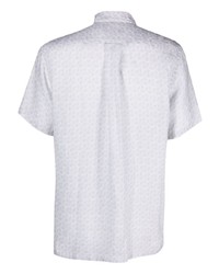 Chemise à manches courtes en lin imprimée grise Corneliani