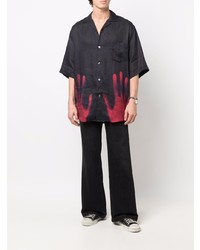 Chemise à manches courtes en lin imprimée noire Acne Studios