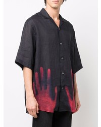 Chemise à manches courtes en lin imprimée noire Acne Studios