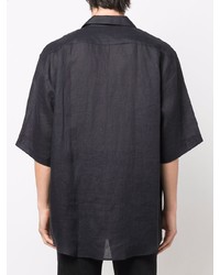 Chemise à manches courtes en lin imprimée noire Acne Studios