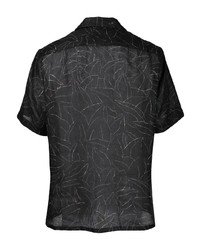 Chemise à manches courtes en lin imprimée noire Brioni