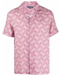 Chemise à manches courtes en lin imprimée rose Frescobol Carioca