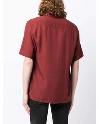 Chemise à manches courtes en lin imprimée rouge Ksubi
