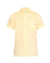 Chemise à manches courtes en lin jaune