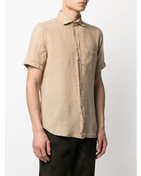 Chemise à manches courtes en lin marron clair Glanshirt