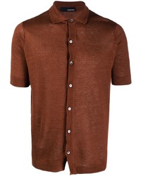 Chemise à manches courtes en lin marron Lardini