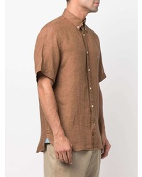 Chemise à manches courtes en lin marron Tommy Hilfiger