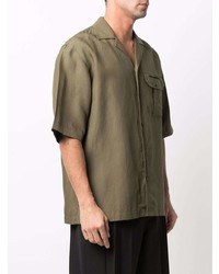 Chemise à manches courtes en lin marron Karl Lagerfeld