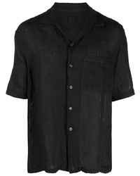 Chemise à manches courtes en lin noire 120% Lino